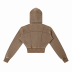 DYS Vintage Washed Cropped Fleece Hoodie, Coffee, alternate view