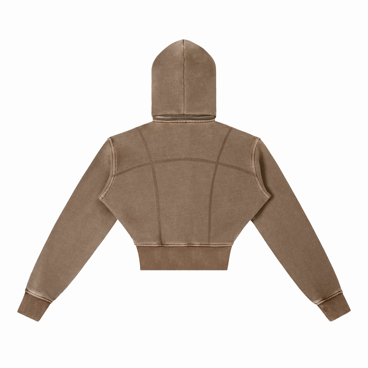 DYS Vintage Washed Cropped Fleece Hoodie, Coffee, alternate view