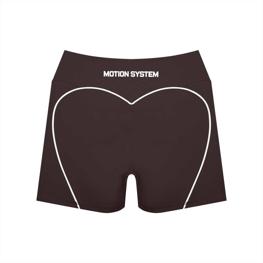 DYS Women's High Waisted Yoga Biker Shorts, Brown, alternate view