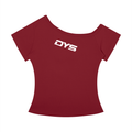 DYS Women's Off-the-Shoulder T-Shirt, Wine Red, front view