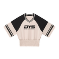 DYS Women's Color Block Ruched T-Shirt, Apricot with Black, front view
