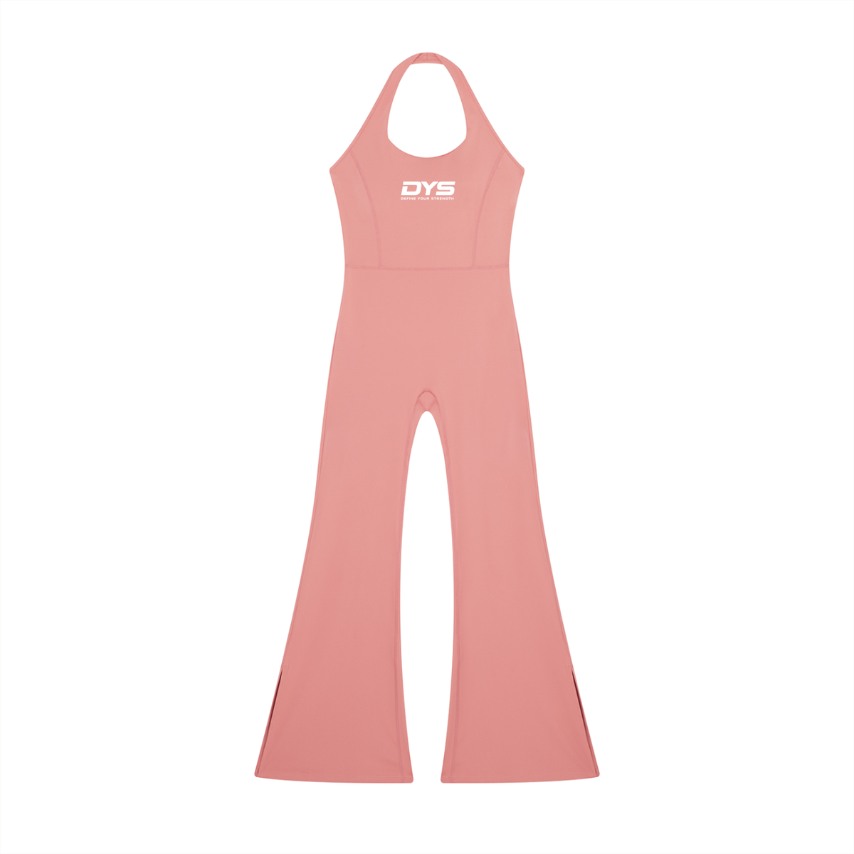 DYS Women's Halter Flared Jumpsuit, Pink, front view