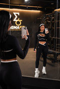 SigmaFit Performance Contour 3-Piece Activewear Set in black with white contrast piping